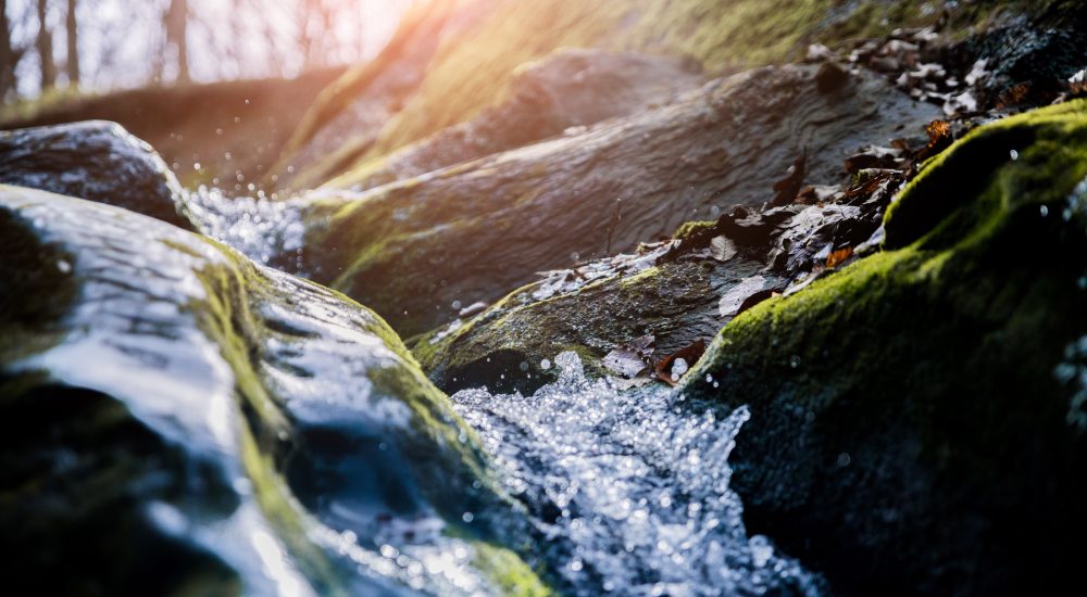 water flowing over rocks